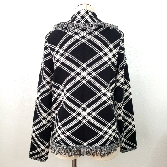 Additions By Chico's Plaid Fringe Cardigan Sweater Size 2 - Picture 5 of 14